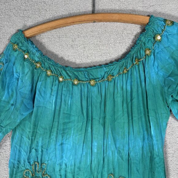 Krista Lee Womens Size M Blouse Crinkle Ombre Hippy Boho Gypsy Fairycore Peasant - Picture 6 of 13